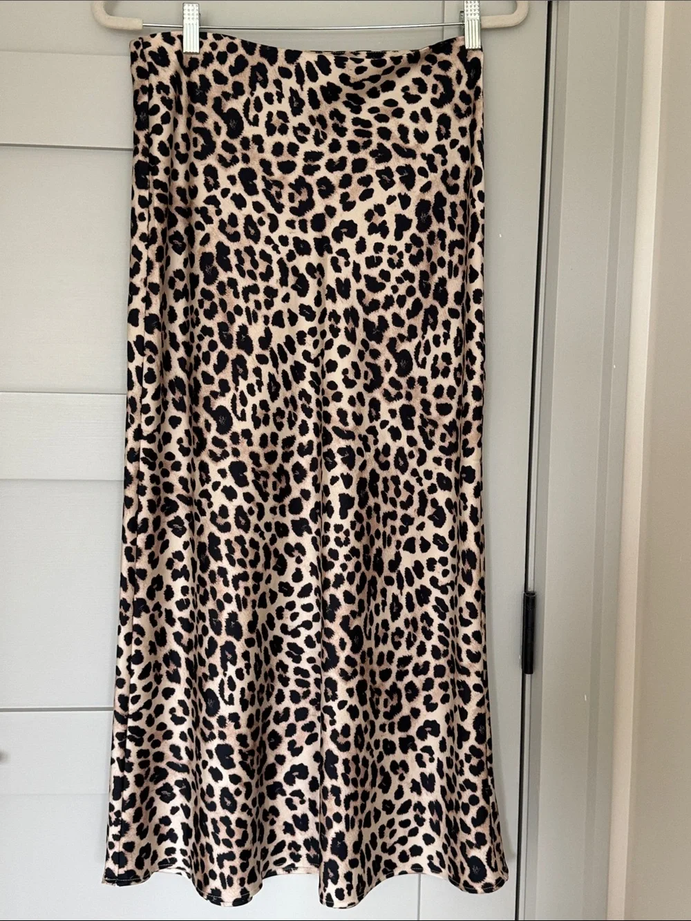 Zara Leopard Print Midi Skirt - Beige & Black